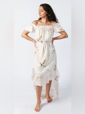 Tribe Kelley Women's High low Dawn Dress - White Floral - Medium